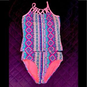 Swimsuit girls size 14. Aztec design. 2 piece.